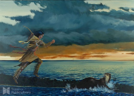 A painting by Ojibwe Finnish artist Carl Gawboy