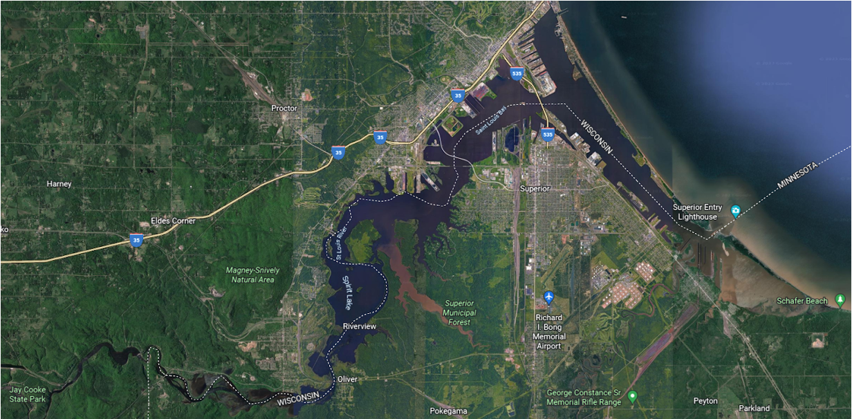 Photo of multiple jurisdictions overlapping in the St. Louis River Estuary