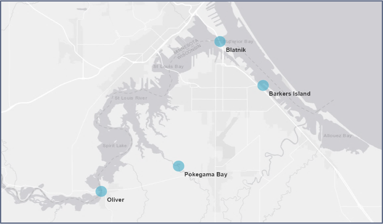 Map showing the location of the Reserve's four system-wide omnitrong stations